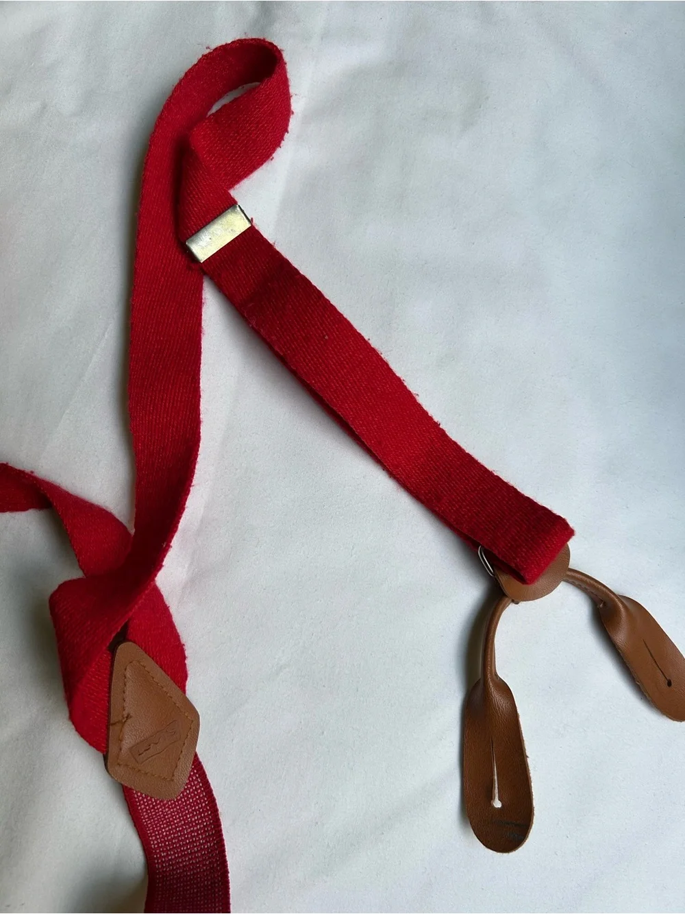 Levi’s Red Suspenders with Brown Leather Accents